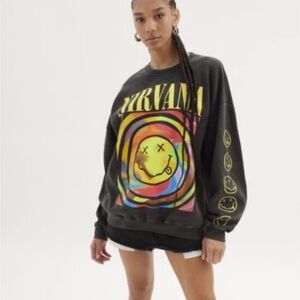 Urban Outfitters Nirvana Smile Overdyed Graphic Sweatshirt Size L/XL